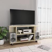 Tv-skab med hjul 80x40x45 cm konstrueret træ sonoma-eg