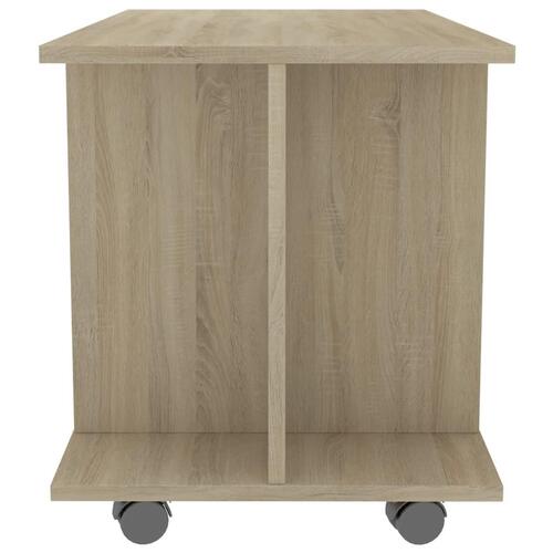 Tv-skab med hjul 80x40x45 cm konstrueret træ hvid og sonoma-eg