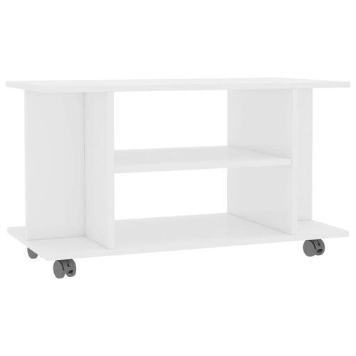 Tv-skab med hjul 80x40x45 cm konstrueret træ hvid højglans