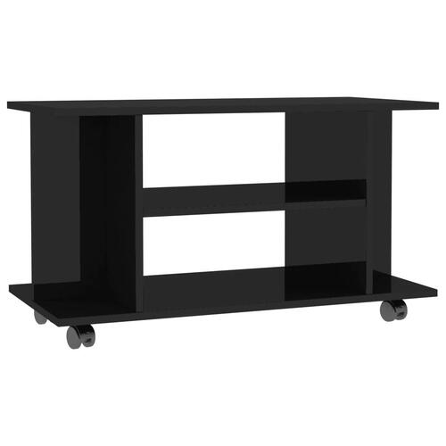 Tv-skab med hjul 80 x 40 x 40 cm spånplade sort højglans