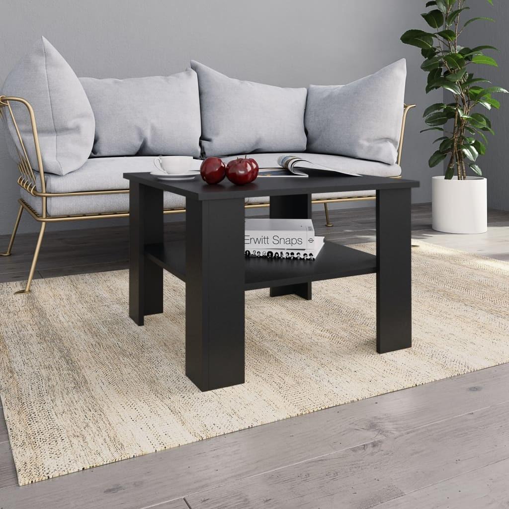 Sofabord 60x60x42 cm konstrueret træ sort
