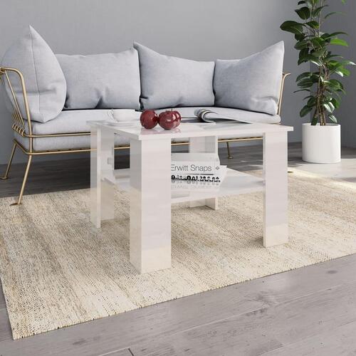 Sofabord 60x60x42 cm konstrueret træ hvid højglans