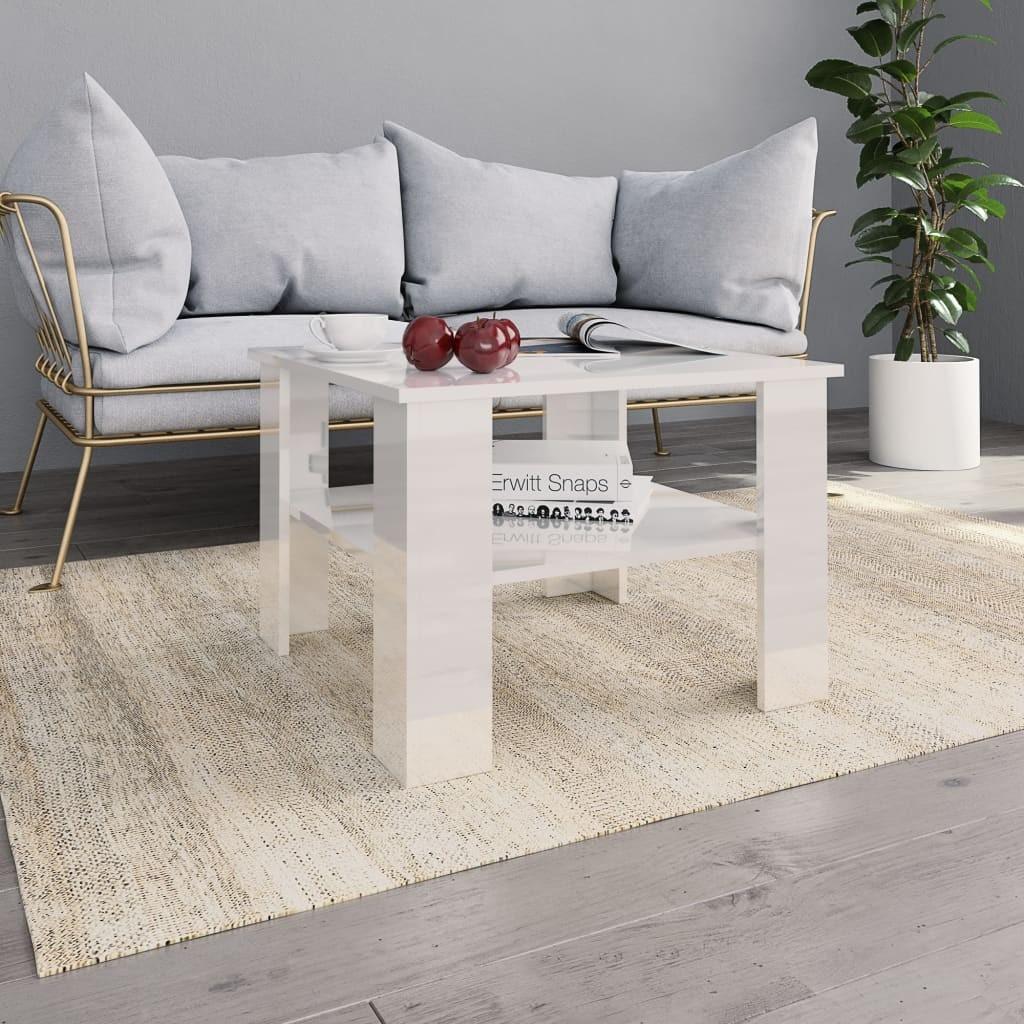 Sofabord 60x60x42 cm konstrueret træ hvid højglans
