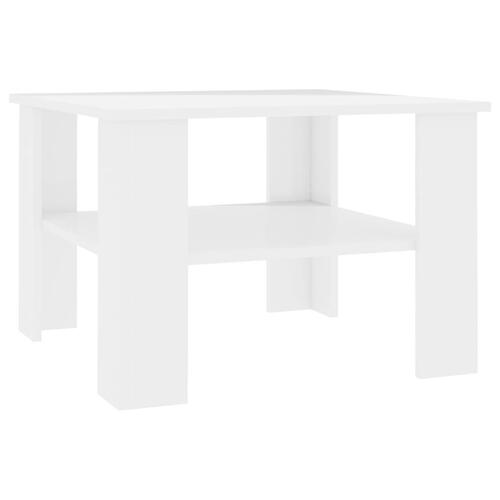 Sofabord 60x60x42 cm konstrueret træ hvid højglans