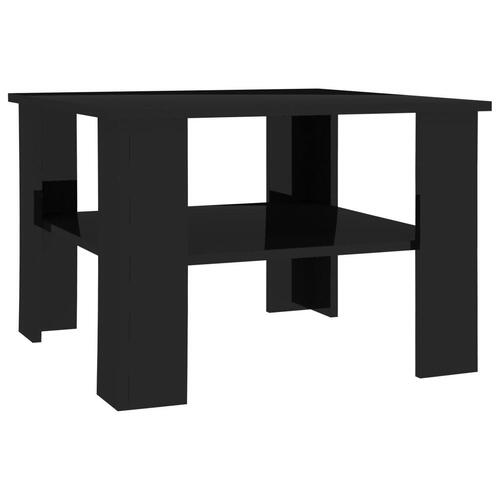 Sofabord 60x60x42 cm konstrueret træ sort højglans