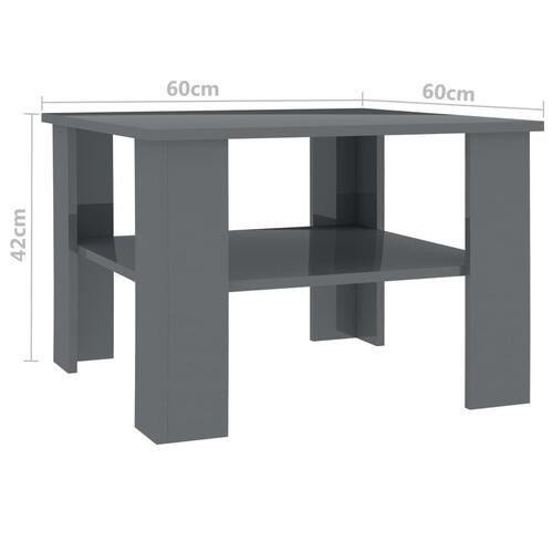 Sofabord 60x60x42 cm konstrueret træ grå højglans
