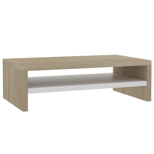 Skærmstander 42x24x13 cm konstrueret træ hvid og sonoma-eg