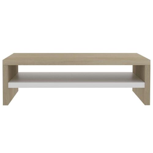 Skærmstander 42x24x13 cm konstrueret træ hvid og sonoma-eg