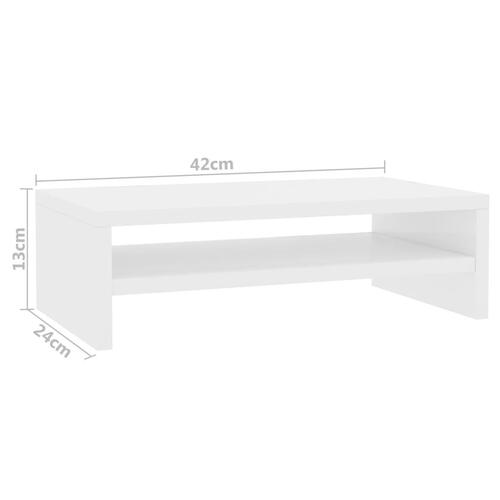 Skærmstander 42x24x13 cm konstrueret træ hvid højglans