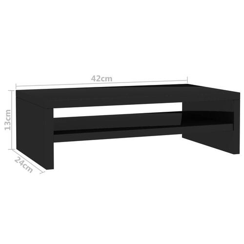 Skærmstander 42x24x13 cm konstrueret træ sort højglans