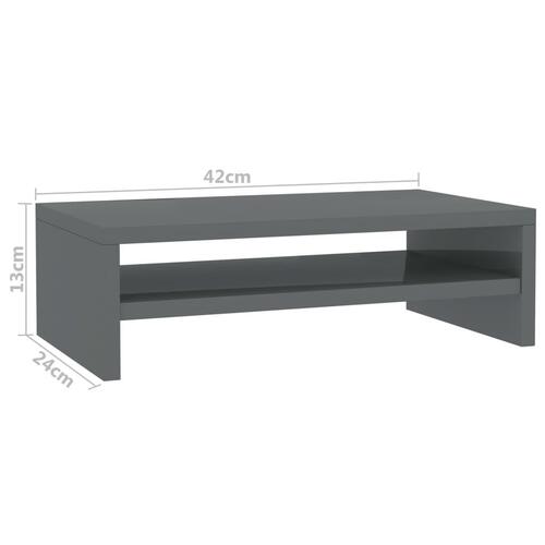 Skærmstander 42x24x13 cm konstrueret træ grå højglans