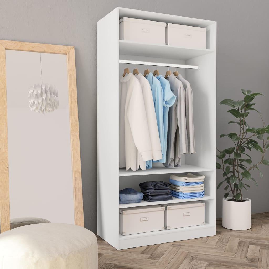 Klædeskab 100x50x200 cm konstrueret træ hvid
