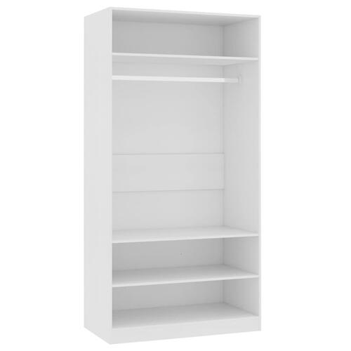 Klædeskab 100x50x200 cm konstrueret træ hvid