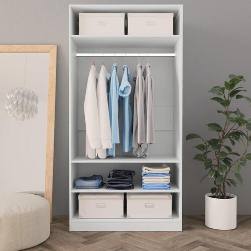 Klædeskab 100x50x200 cm konstrueret træ hvid