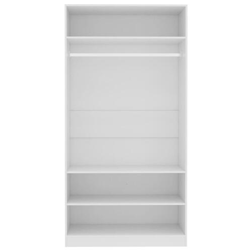Klædeskab 100x50x200 cm konstrueret træ hvid