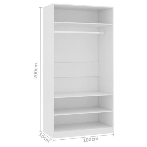 Klædeskab 100x50x200 cm konstrueret træ hvid