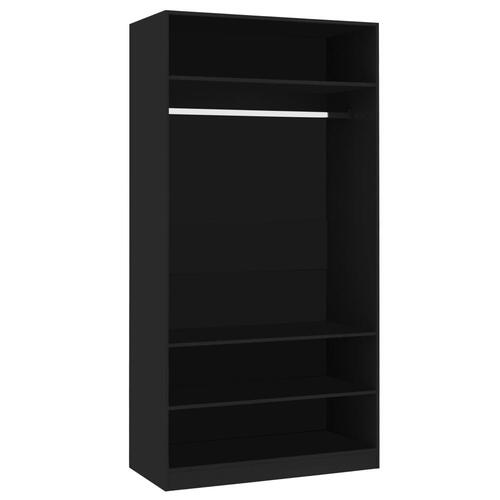 Klædeskab 100x50x200 cm konstrueret træ sort