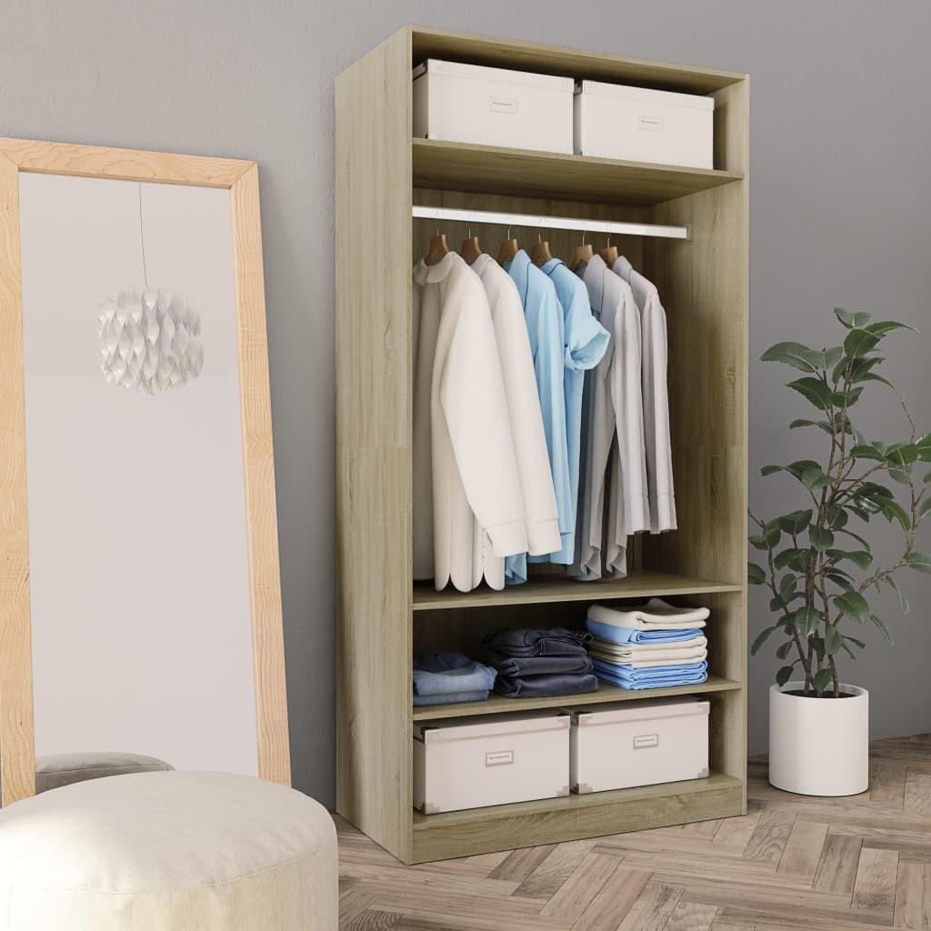 Klædeskab 100x50x200 cm konstrueret træ sonoma-eg