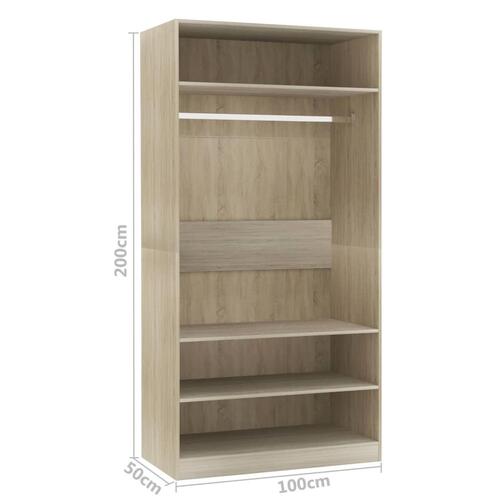 Klædeskab 100x50x200 cm konstrueret træ sonoma-eg