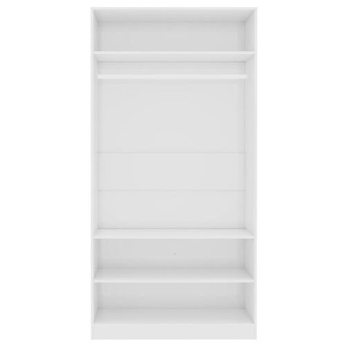 Klædeskab 100x50x200 cm konstrueret træ hvid højglans