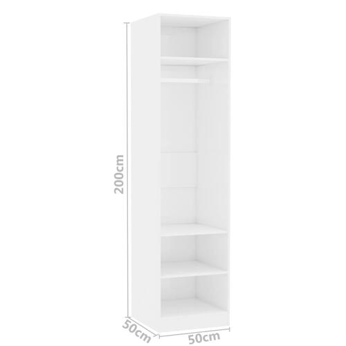 Klædeskab 50x50x200 cm konstrueret træ hvid højglans