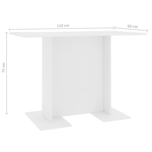 Spisebord 110x60x75 cm konstrueret træ hvid