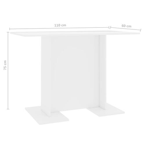 Spisebord 110 x 60 x 75 cm spånplade hvid højglans