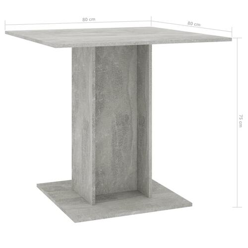 Spisebord 80 x 80 x 75 cm spånplade betongrå