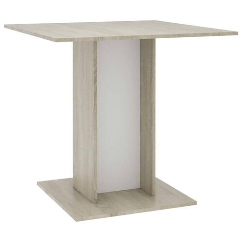 Spisebord 80 x 80 x 75 cm spånplade hvid og sonoma-eg
