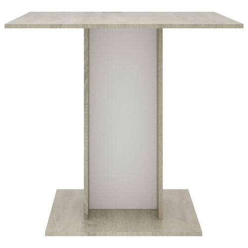Spisebord 80 x 80 x 75 cm spånplade hvid og sonoma-eg