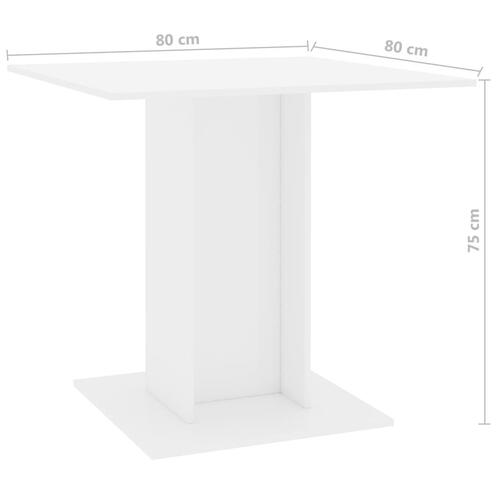 Spisebord 80 x 80 x 75 cm spånplade hvid højglans