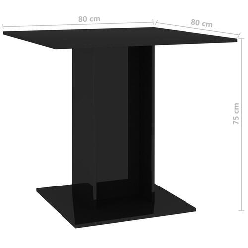 Spisebord 80 x 80 x 75 cm spånplade sort højglans