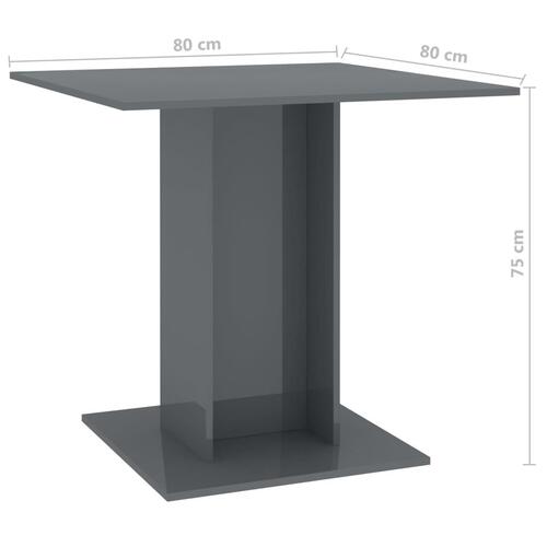 Spisebord 80 x 80 x 75 cm spånplade grå højglans