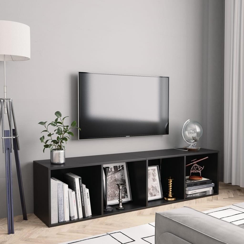 Bogskab/tv-skab sort 143x30x36 cm