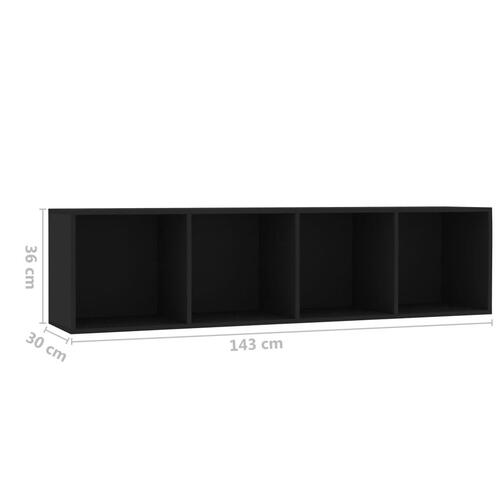 Bogskab/tv-skab sort 143x30x36 cm