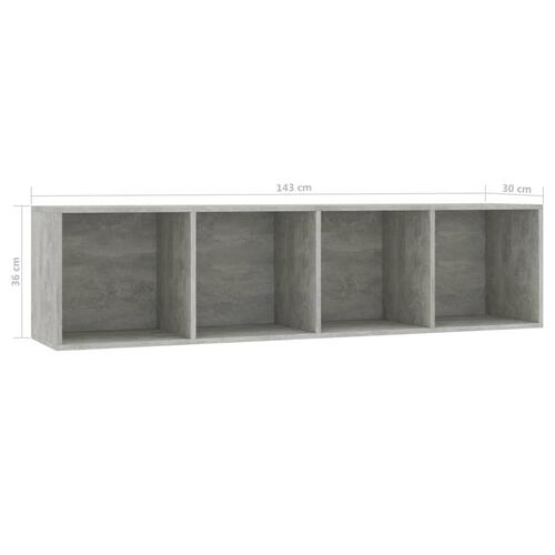 Bogskab/tv-skab betongrå 143x30x36 cm
