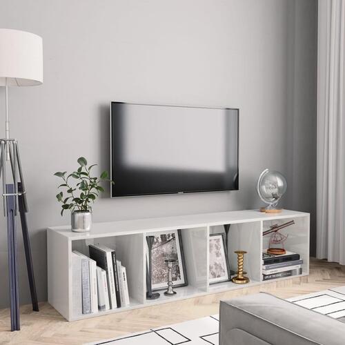 Bogskab/tv-skab hvid højglans 143x30x36 cm