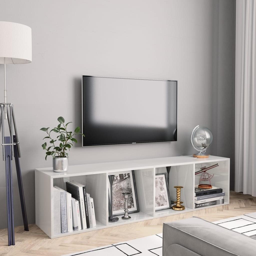 Bogskab/tv-skab hvid højglans 143x30x36 cm