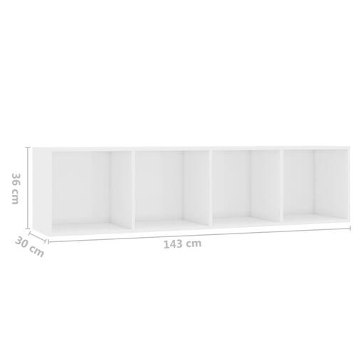 Bogskab/tv-skab hvid højglans 143x30x36 cm