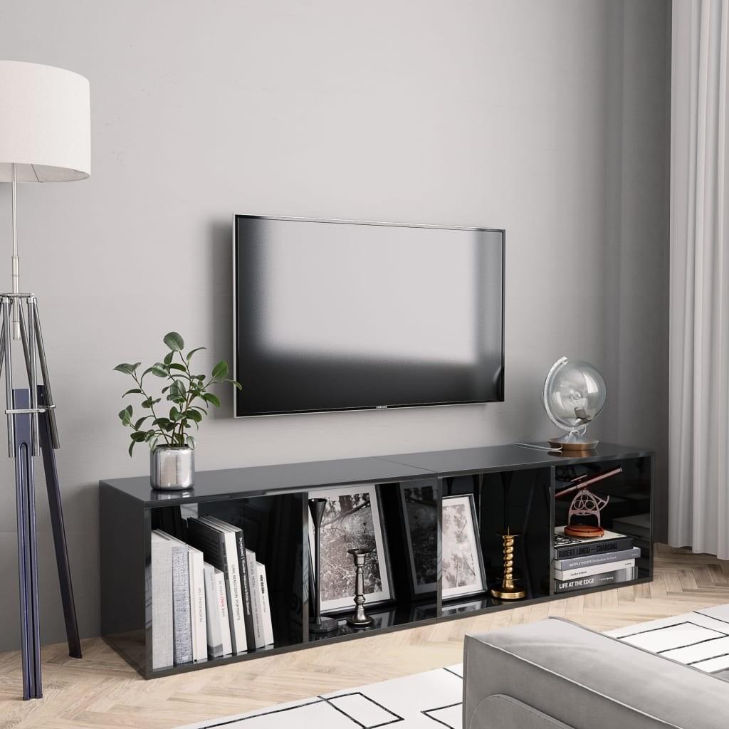 Bogskab/tv-skab 143 x 30 x 36 cm sort højglans