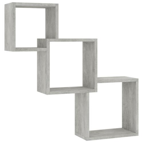 Kubeformede væghylder 84,5 x 15 x 27 cm spånplade betongrå