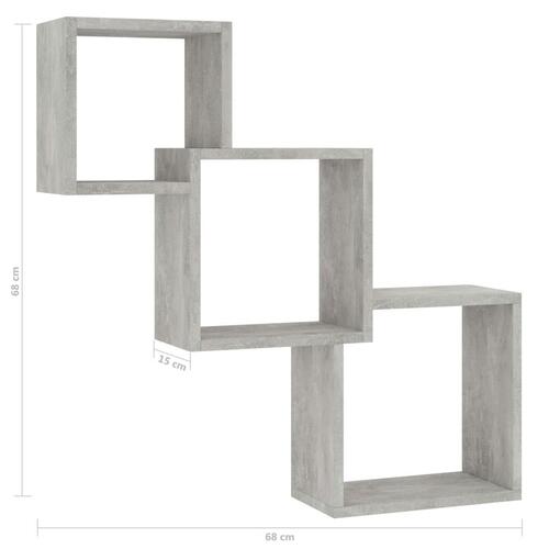 Kubeformede væghylder 84,5 x 15 x 27 cm spånplade betongrå