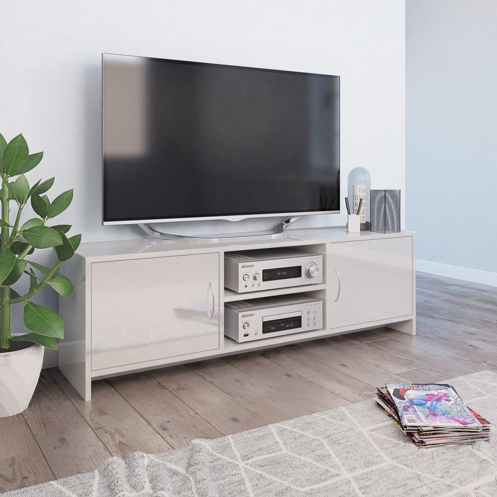 Tv-bord 120x30x37,5 cm konstrueret træ hvid højglans