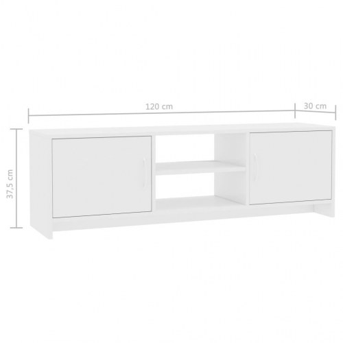 Tv-bord 120x30x37,5 cm konstrueret træ hvid højglans