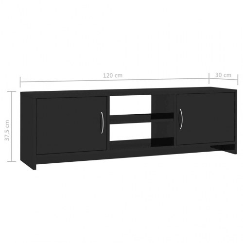 Tv-bord 120x30x37,5 cm konstrueret træ sort højglans
