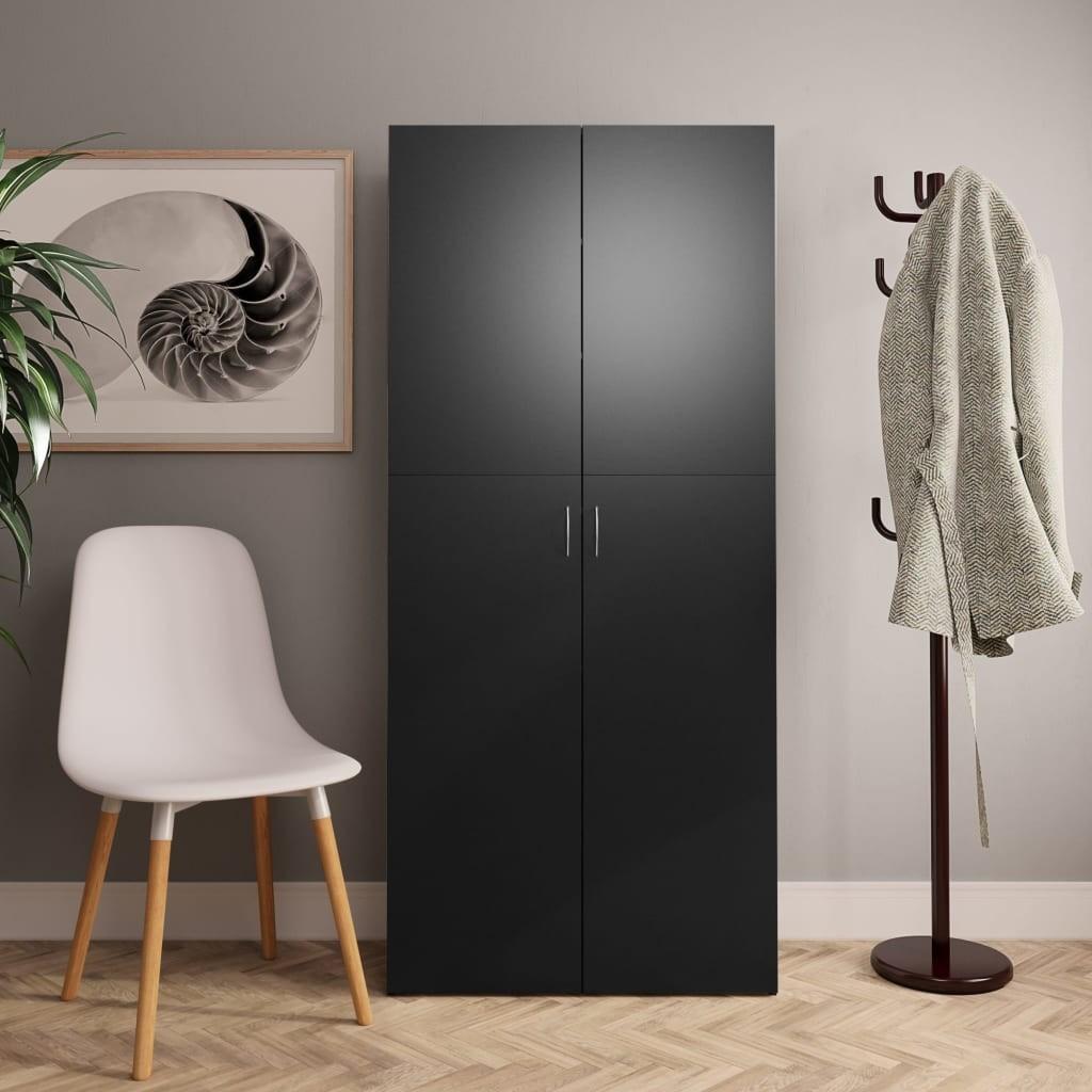 Skoskab 80x35,5x180 cm konstrueret træ sort