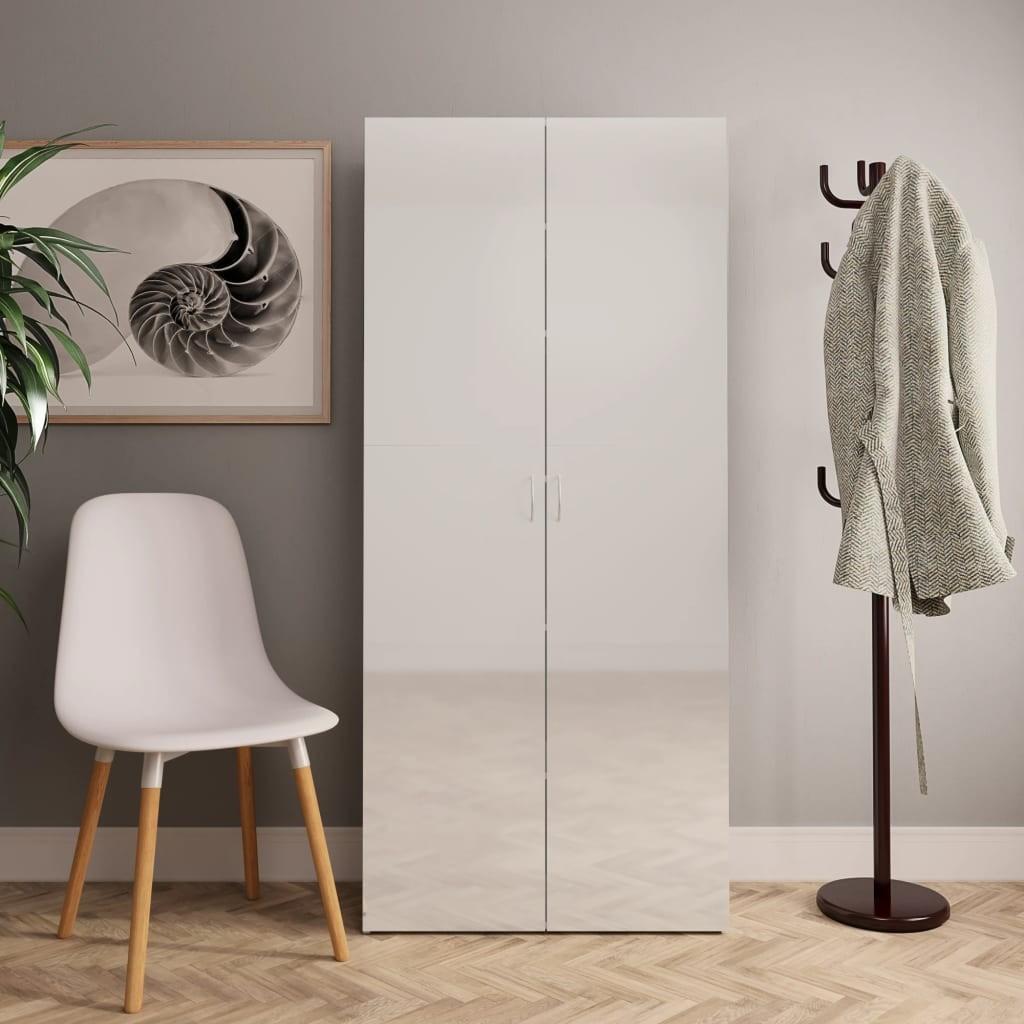 Skoskab 80x35,5x180 cm konstrueret træ hvid højglans