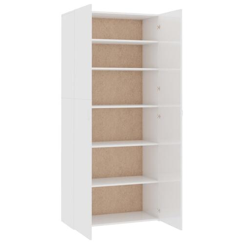 Skoskab 80x35,5x180 cm konstrueret træ hvid højglans