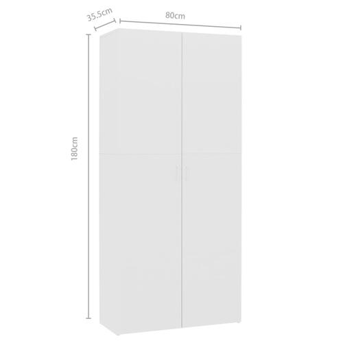 Skoskab 80x35,5x180 cm konstrueret træ hvid højglans