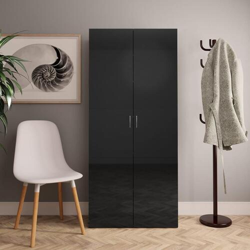 Skoskab 80 x 35,5 x 180 cm spånplade sort højglans